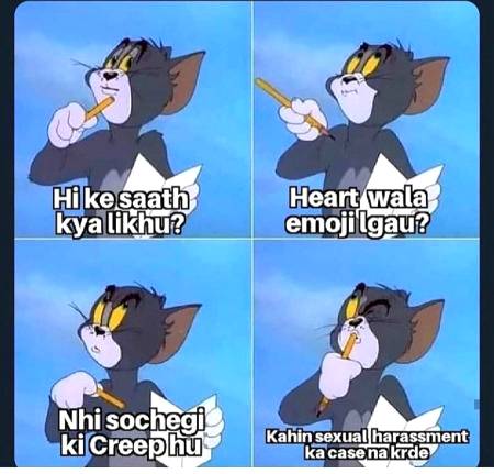 Me to thinking how to text   "Hai"to my crush