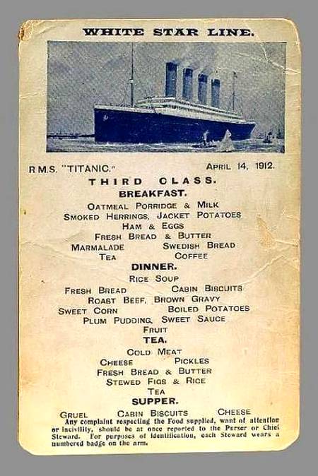 1912 Titanci Menu