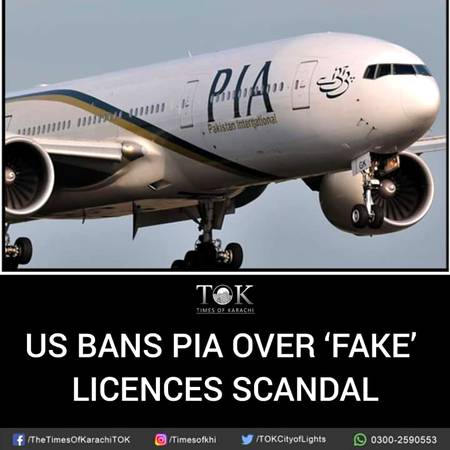 JUST IN: United States has suspended the authorization for Pakistan International Airlines to operate in the country over the alleged fake licences scandal - According to a declaration issued by the U.S. Dept of Transportation, the authority has imposed ban on PIA owing to safety concerns - US has suspended the flight operations of PIA to and from its airports immediately ..