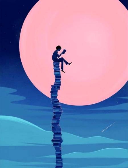 To reach the top we stand on the books we have read.