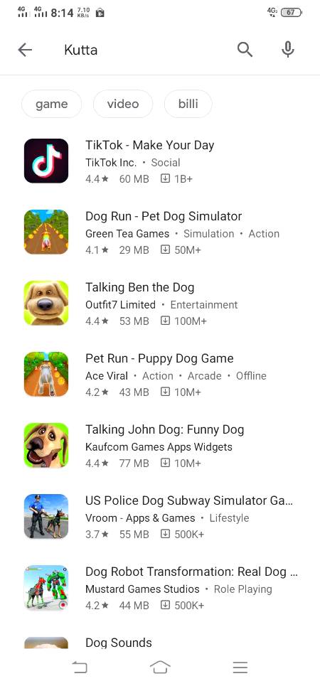 You can even download tik tok by Searching"Kutta" in play store