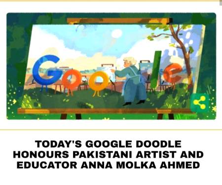Today doodle honour acclamied Pakistani Artist and educator
Anna Molka Ahmmad the country first art teacher to bring her students out of the classroom to paint outdoors.