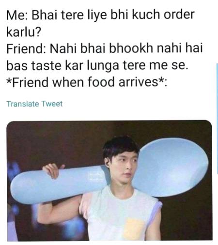 Friend when food arrived
