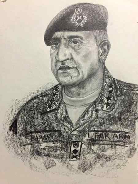 Skech of army chief general qamar Javed bajwa