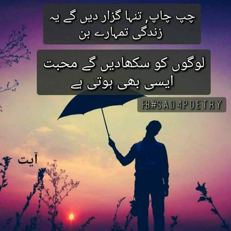 چپ چاپ تنہا گزار دیں گے یہ زندگی تمہارے بن
لوگوں کو سیکھا دیں گے محبت ایسی بھی ہوتی ہے