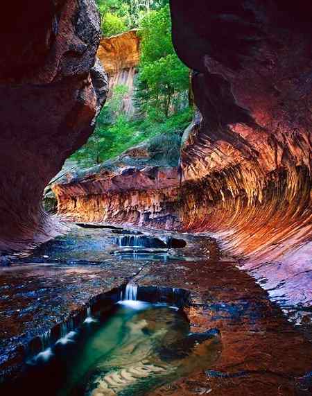 The subway is a small,uniquely-shaped slot canyon within zion wilderness in Zion national park in northeastern Washington county, utah United states