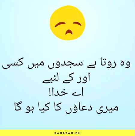 وہ روتا ہے سجدوں میں کسی اور کے لئیے
اے خدا!
میری دعاؤں کا کیا ہو گا