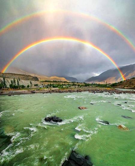 Twin rainbows🌈 over Gilgit and the colorful ghizer river