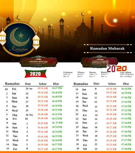 Ramzan calander