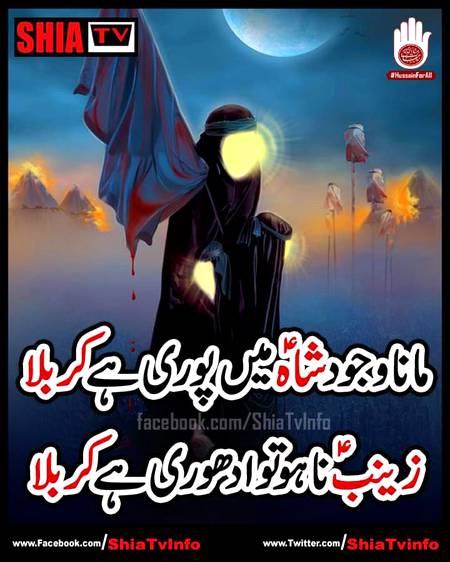 مانا وجود شاہ ؑ میں پوری ہے کربلا
زینب ؑ نا ہو تو ادھوری ہے کربلا