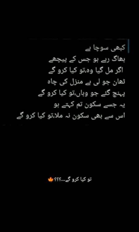 سوچنے والی بات ہے جس کے پیچھے بھاگ رہے ہو وہ مل بھی گیا تو کیا کرو گے؟!