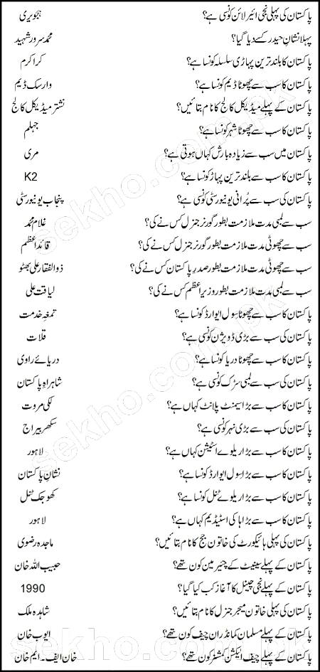 INFORMATION OF PAKISTAN GENERAL KNOWLEDGE MA IZAAFA HO GA RHO SAB.o5
