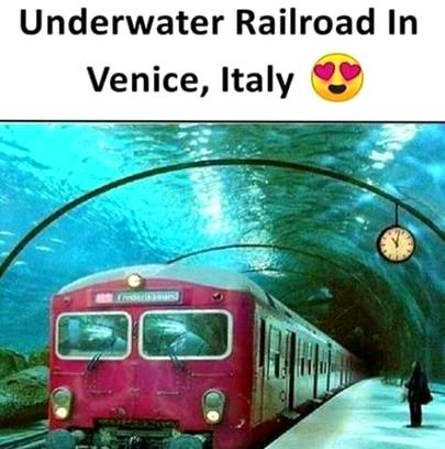 Under water Railway in Vince,Italy