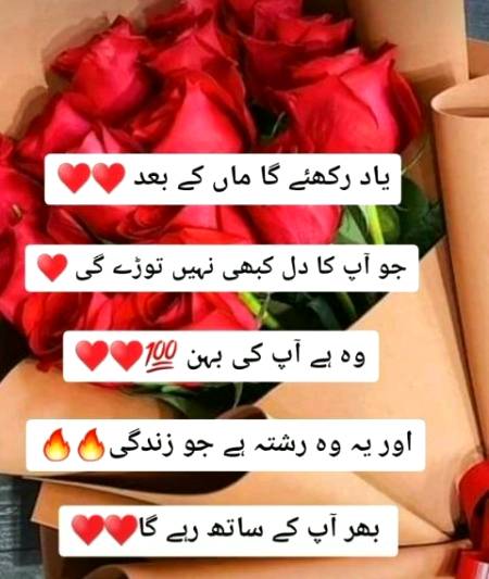 ماں کے بعد اگر کوئ ہستی آپ سے بے لوث محبت کرتی ہے تو وہ صرف آپکی بہن ہے .