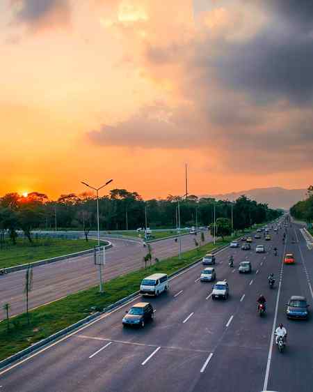 The evening view of Islamabad