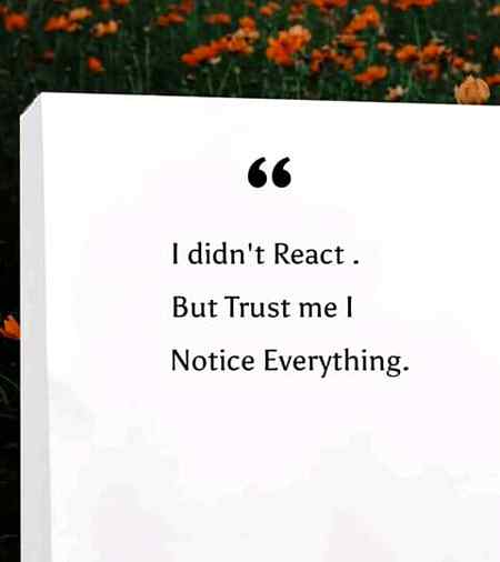 I dont react & i m silent but I  notice everything.g5