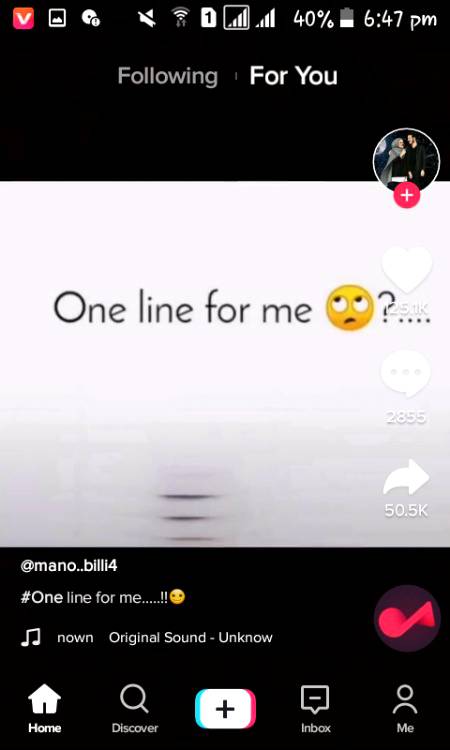 One Line for me😊