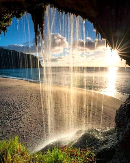 So beautiful sunrising At waterfall of New Zealand ❤️