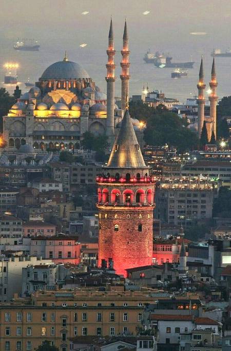 A gorgeous city with its galata Tower and Ahmad Mosque Istambul Turkey