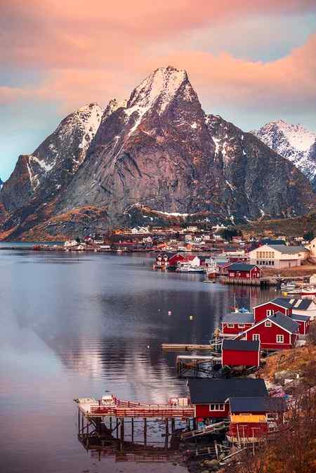 Sunset at lofoten island Norway
