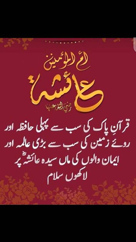 Huzoor s.a. ne fermaya:
" merdon mai to bohat se kamil peda huwe ..laikin aurton mai Maryam bint-e-Imran,Firoun ki Biwi Aasiya k siwa aur koi kamil peda nahi huwi.Aur Aisha ki fazeelat aurton per aisi hai..jaisay sareed ki fazeelat tamam khanon per hai."

(Sahi Al bukhari)