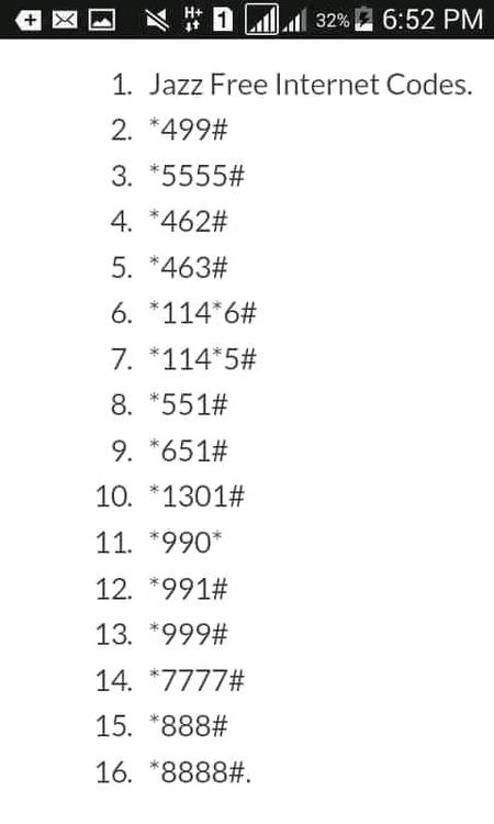 ...Jazz Free Internet Codes...