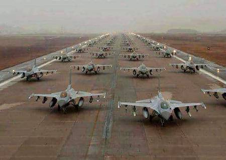 PAF Jet Fighters lined up for takeoff !!