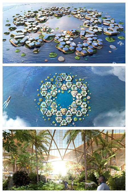 Big unviel floating oceaxin city that can withstand hurricance