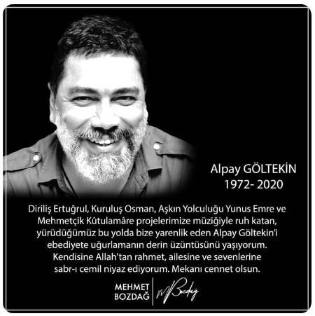 ڈرامہ سیریل ارطغرل غازی کی دھن بنانے والے موسیقار Alpay Goltekin انتقال کر گئے۔ 
ارطغرل کی دھن دنیا بھر میں مقبول ہوئی، کروڑوں لوگوں نے سنا اور پسند کیا، لاکھوں نے موبائل رنگ ٹون لگائی۔ دھن سننے والے پر عجب کیفیت طاری کر دیتی ہے۔ سیریل میں مجموعی طور پر 18 دُھنیں استعمال ہوئی ہیں