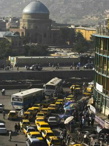 Early morning traffic central area kabul, Afghanistan