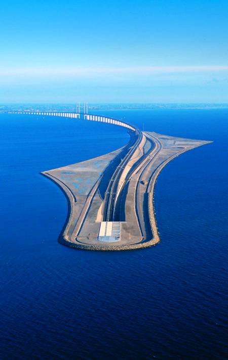 Bridge and tunnel between Swaden and denmark