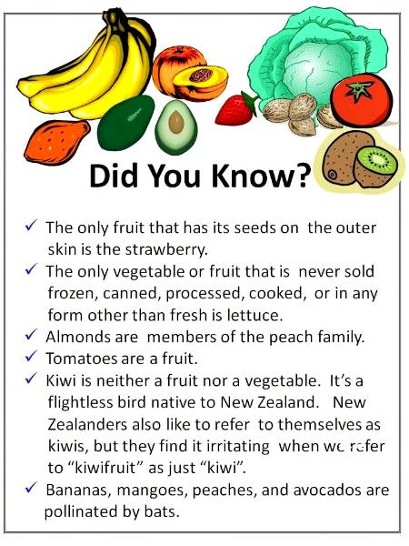 Amazing fact about fruits and vegetables