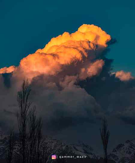 Cloud on fire ,sunset at skardu