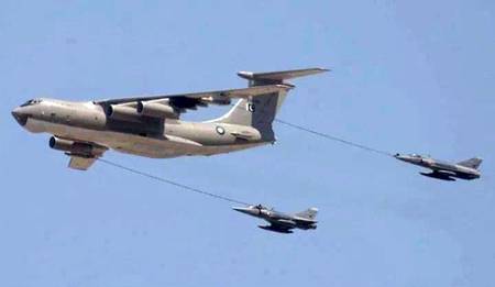 Pakistan Air Force's IL-78 Tanker Refueling PAF's Mirage Fighter Jets.
PAF