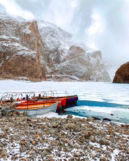 Attabad lake in winter hunza,Pakistan