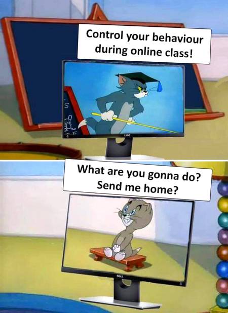 I'll rather  disconnect to class, turn off camera, mute the teacher, turn off mic and go back to sleep