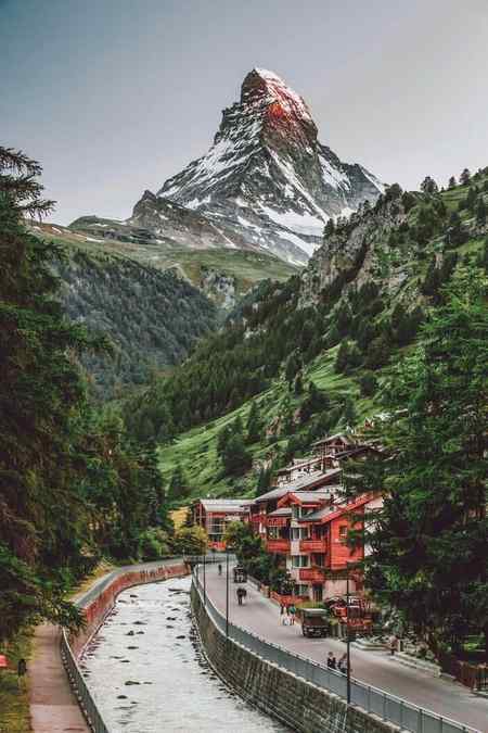 Zermatt city and matterhorn in Switzerland