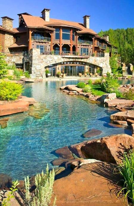 Beautiful house and water
