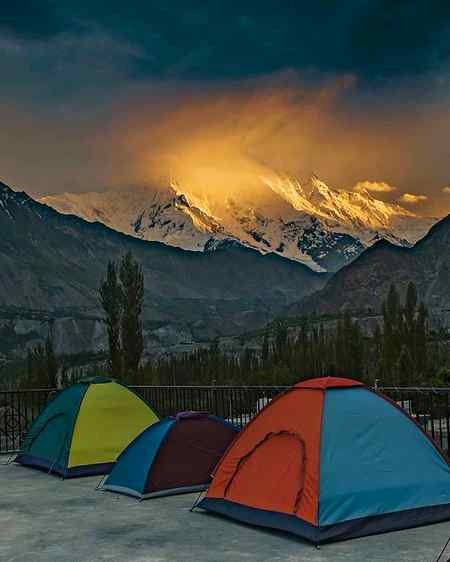 Rakaposhi peak at Dawn at Aliabad Hunza Valley.
