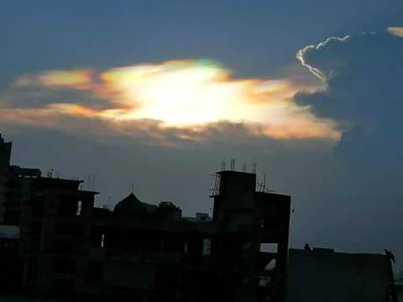 Rainbow colour Karachi yesterday