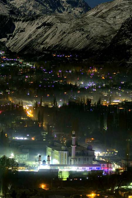 Amazing night view of Skardu