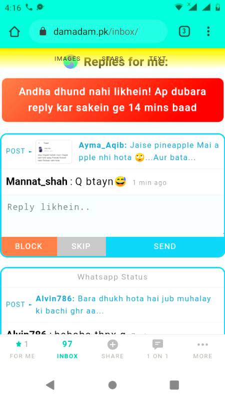 Kya batmeezii hai 🙄Mai 14 mint ab Kia kruu 😒