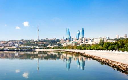 A View of Baku, Azerbaijan from the Caspian Sea