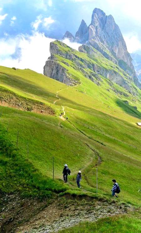 Mountain path in Dolomites mountains Italy