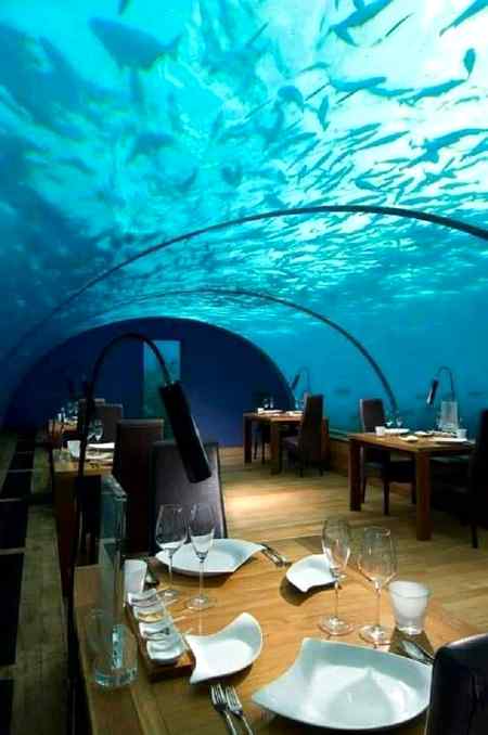 Underwater restaurant in Maldives.