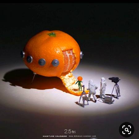 Tinny world spaceship of orange