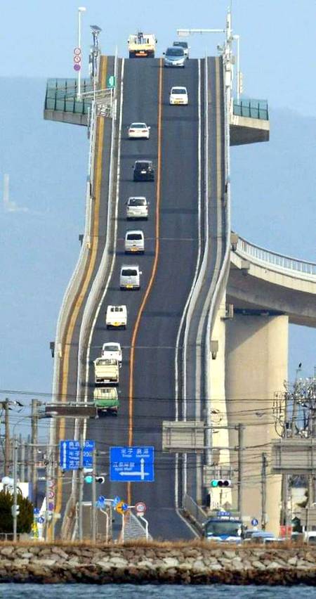 Seeing picture like this travellers  expect that eshima bridge japan tobe 45 dgree