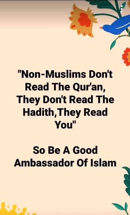 Be a good ambassador of Islam.