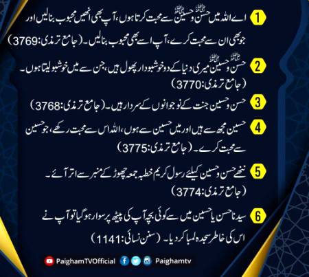 *فضیلتیں حسین رضی اللہ عنہ کی