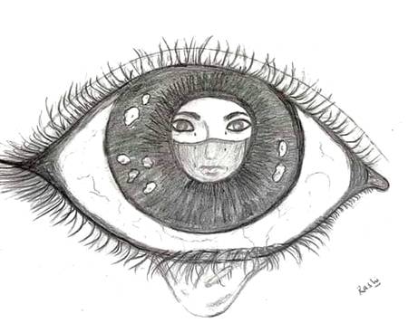 Stuck up mask during covid 19